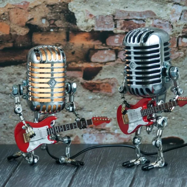 Vintage Metal Microphone Robot Desk Lamp