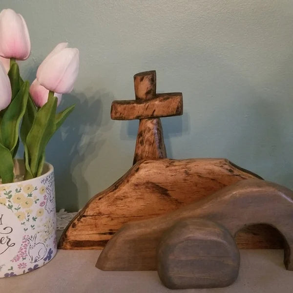 The empty tomb Easter Scene and Cross