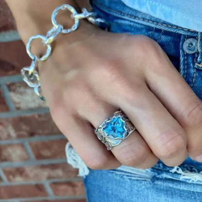 Blue Topaz Silver Ring